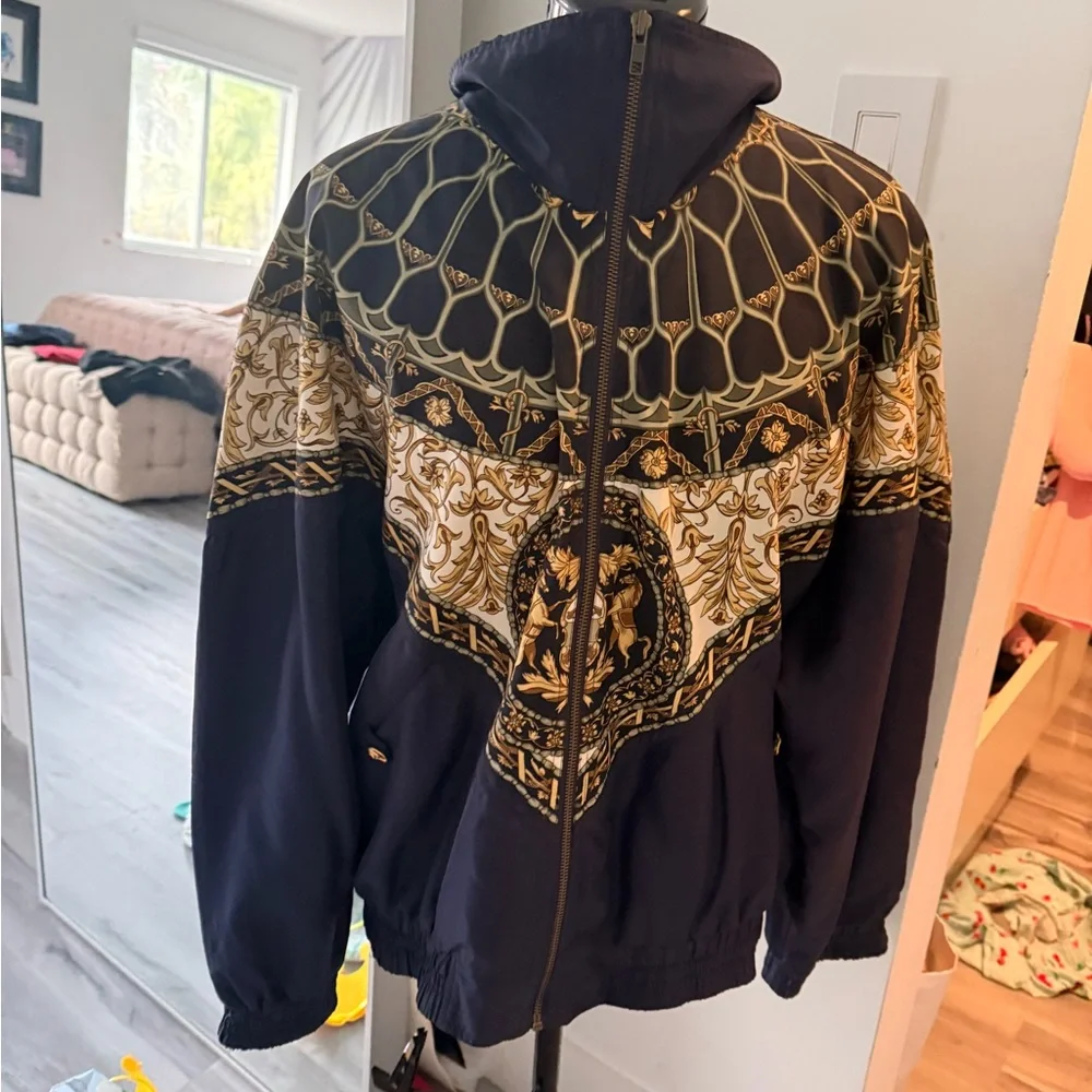Giacca vintage Navy and Gold Bomber Jacket - Picture 2 of 5